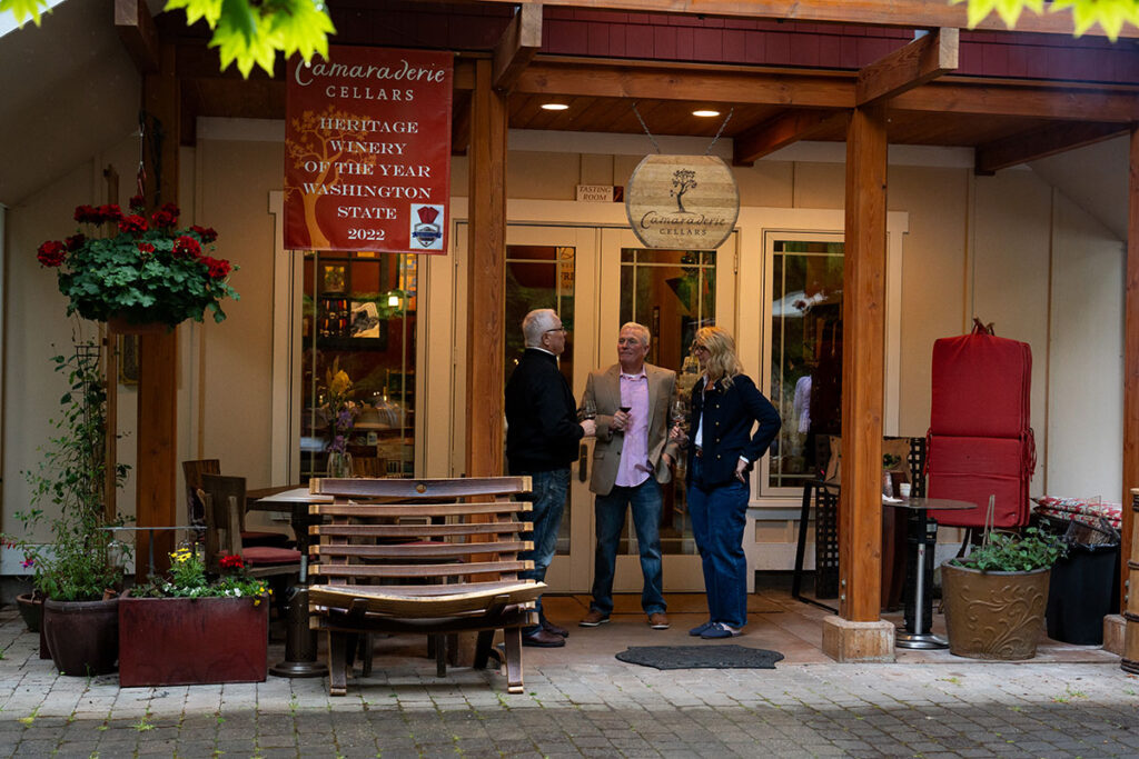 exterior tasting room with guests