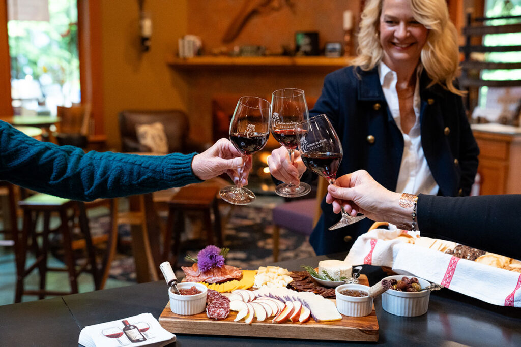 ladies toasting with wine