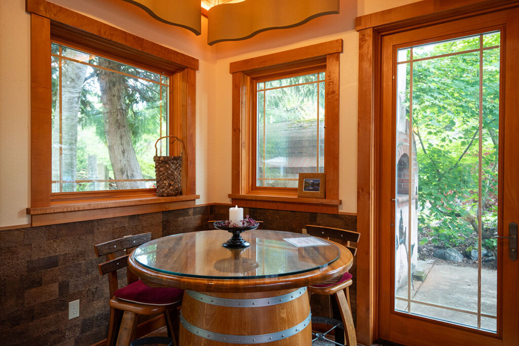 table inside tasting room